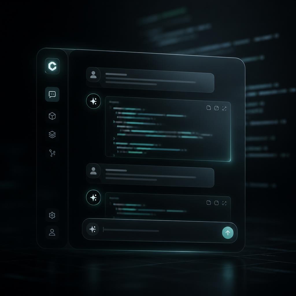 Interface de conversa gerando código
