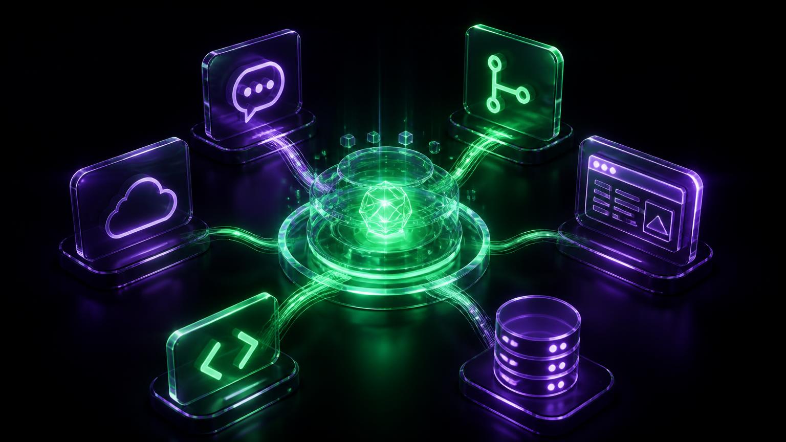 MSK Agente como central conectando IA, repositório, editor de projeto, backend e APIs