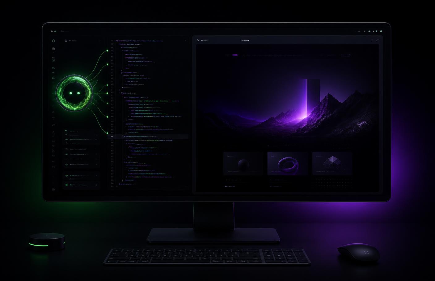 Editor de projeto com preview do site e o MSK Agente conectado lateralmente